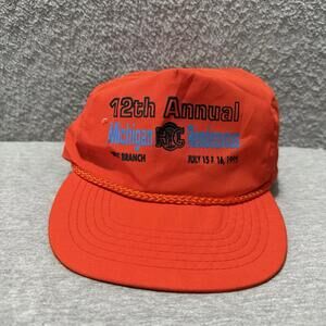 Vintage Michigan Rendezvous Snapback Hat Red Rope Trucker 1995 Event Otto Cap